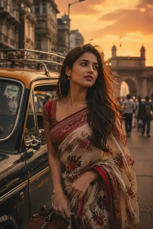 Retro Bollywood Saree AI Prompt