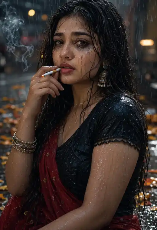 15 Rainy Cigarette Autumn Portrait Prompt Cinematic AI Fashion Art