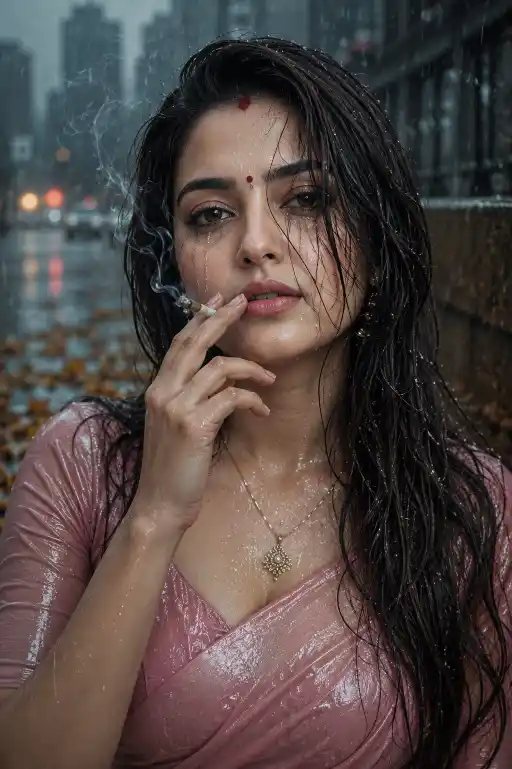 15 Rainy Cigarette Autumn Portrait Prompt Cinematic AI Fashion Art