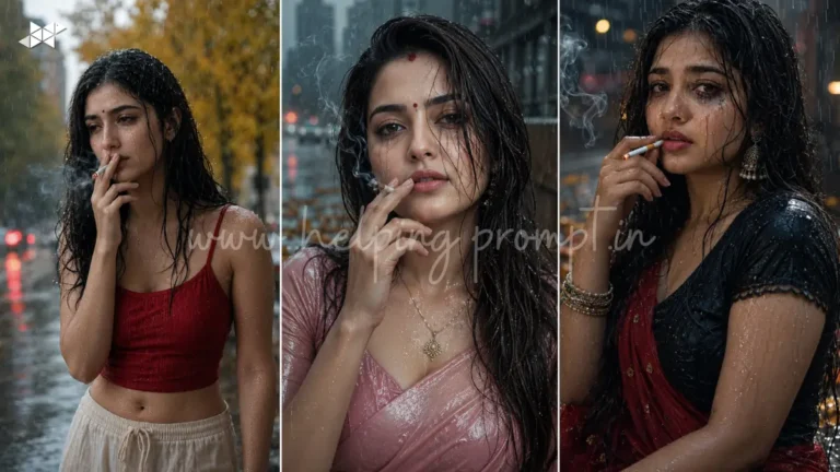 15 Rainy Cigarette Autumn Portrait Prompt: Cinematic AI Fashion Art