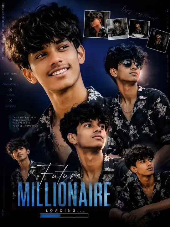 South Indian Boy Aesthetic Collage Poster AI Prompt