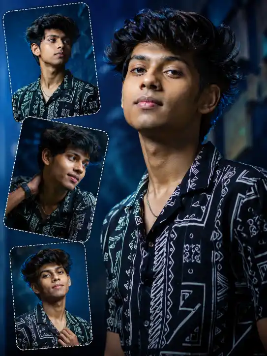 South Indian Boy Aesthetic Collage Poster AI Prompt