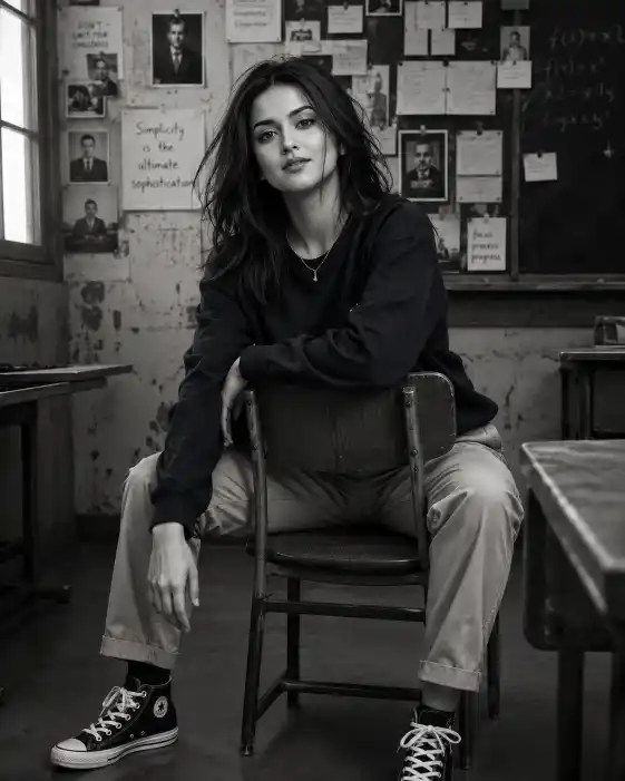 Black and White Classroom Portrait prompt