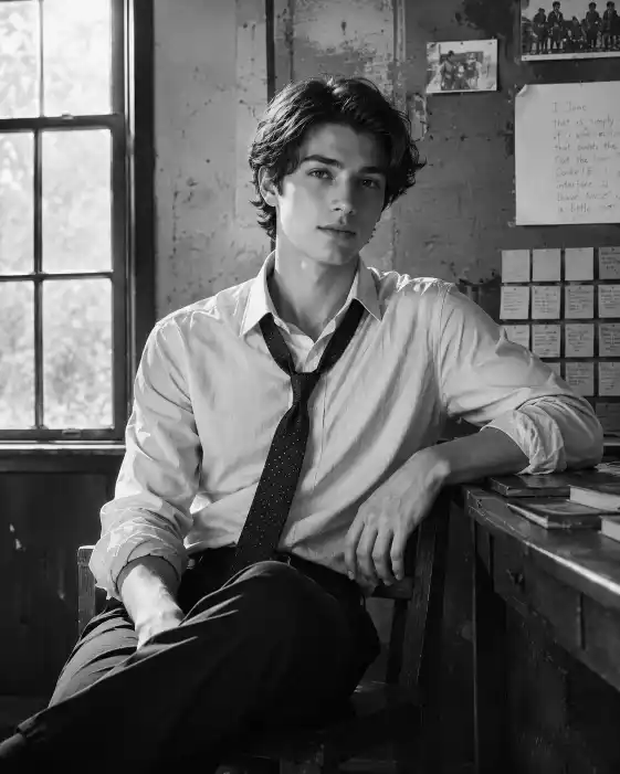 Black and White Classroom Portrait prompt
