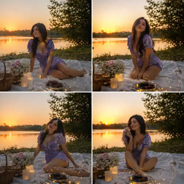 Sunset Picnic Collage Prompt for Pinterest Photos