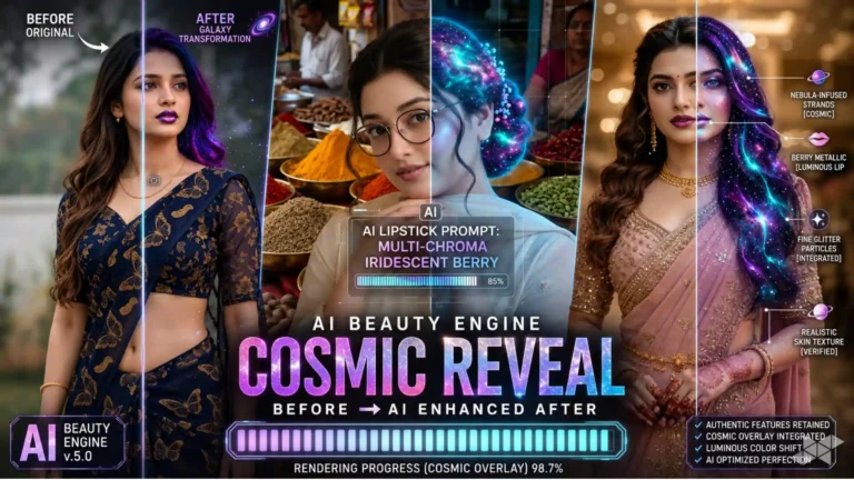 AI Lipstick Prompt Featuring Galaxy Hair Effects