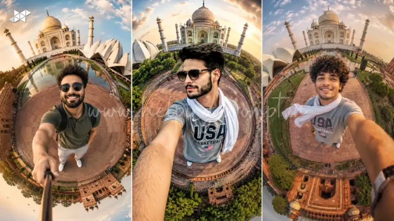 Tiny Planet Travel Portrait AI Prompt
