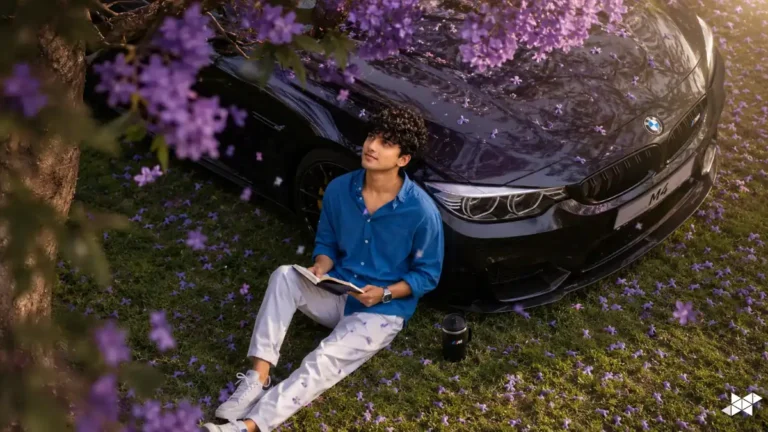 BMW M4 Jacaranda Portrait Prompt