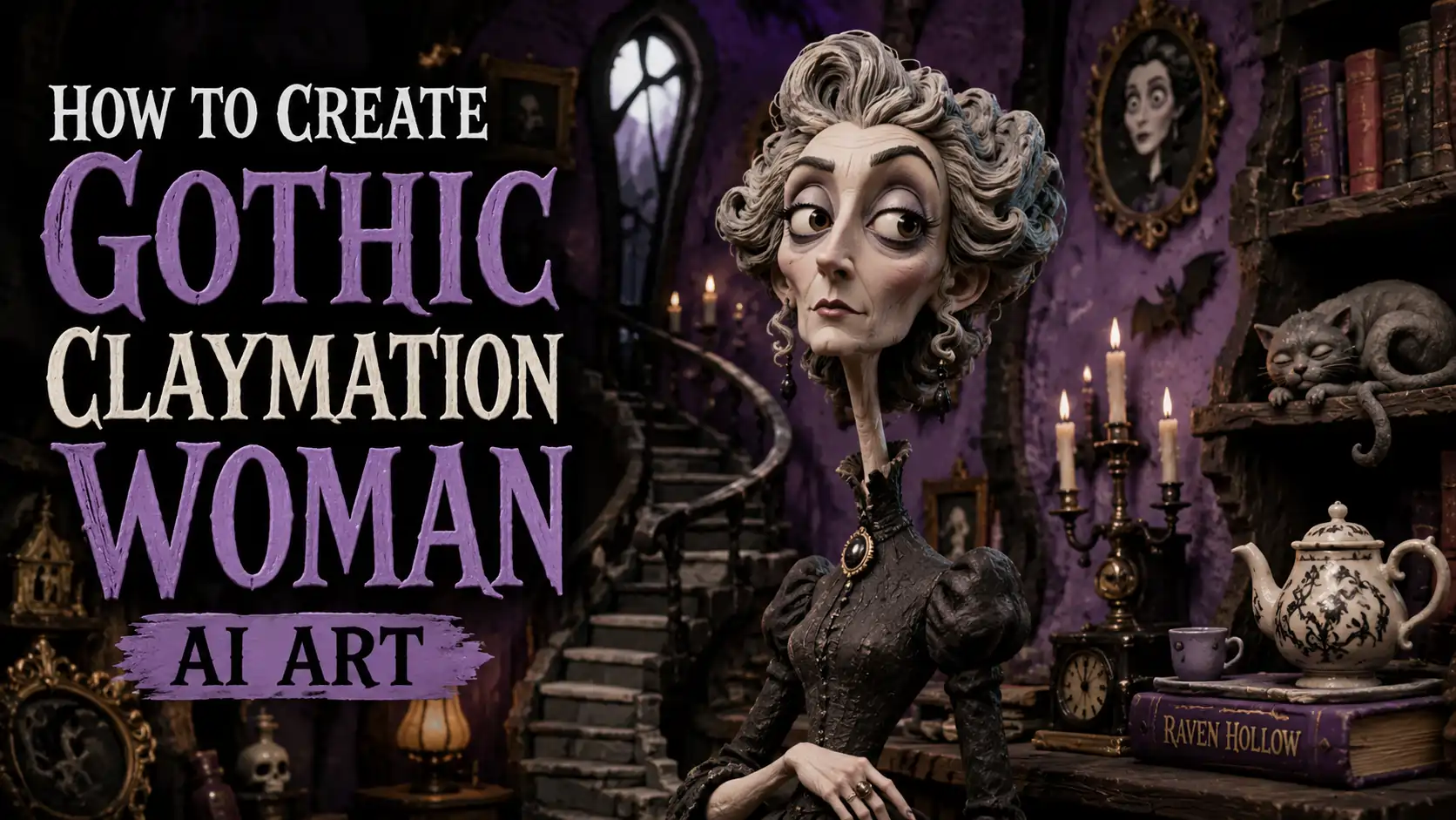 How to Create Gothic Claymation Woman AI Art