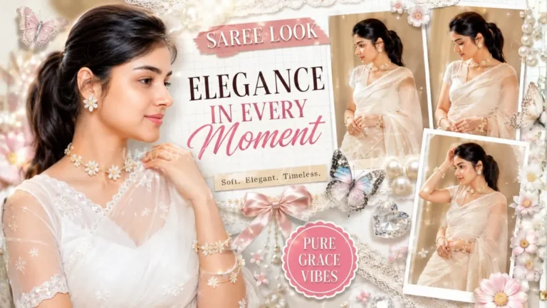 Dreamy Scrapbook Collage Poster Prompt with Elegant Saree Style