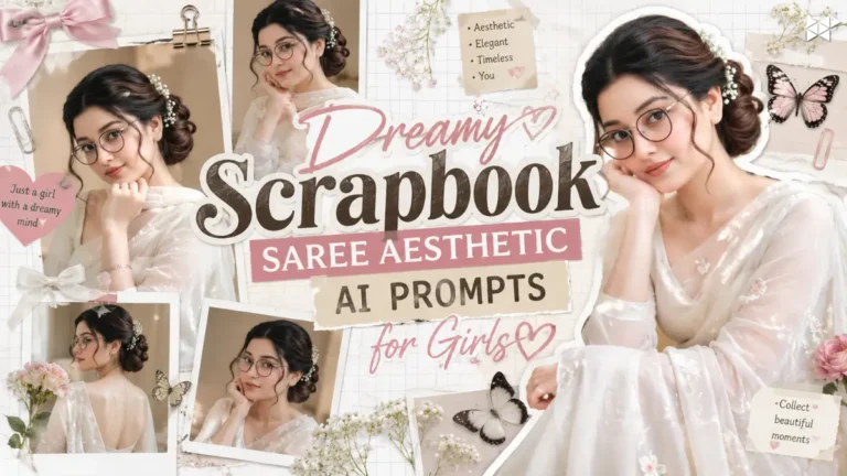 Dreamy Scrapbook Saree Aesthetic AI Prompts for Girls