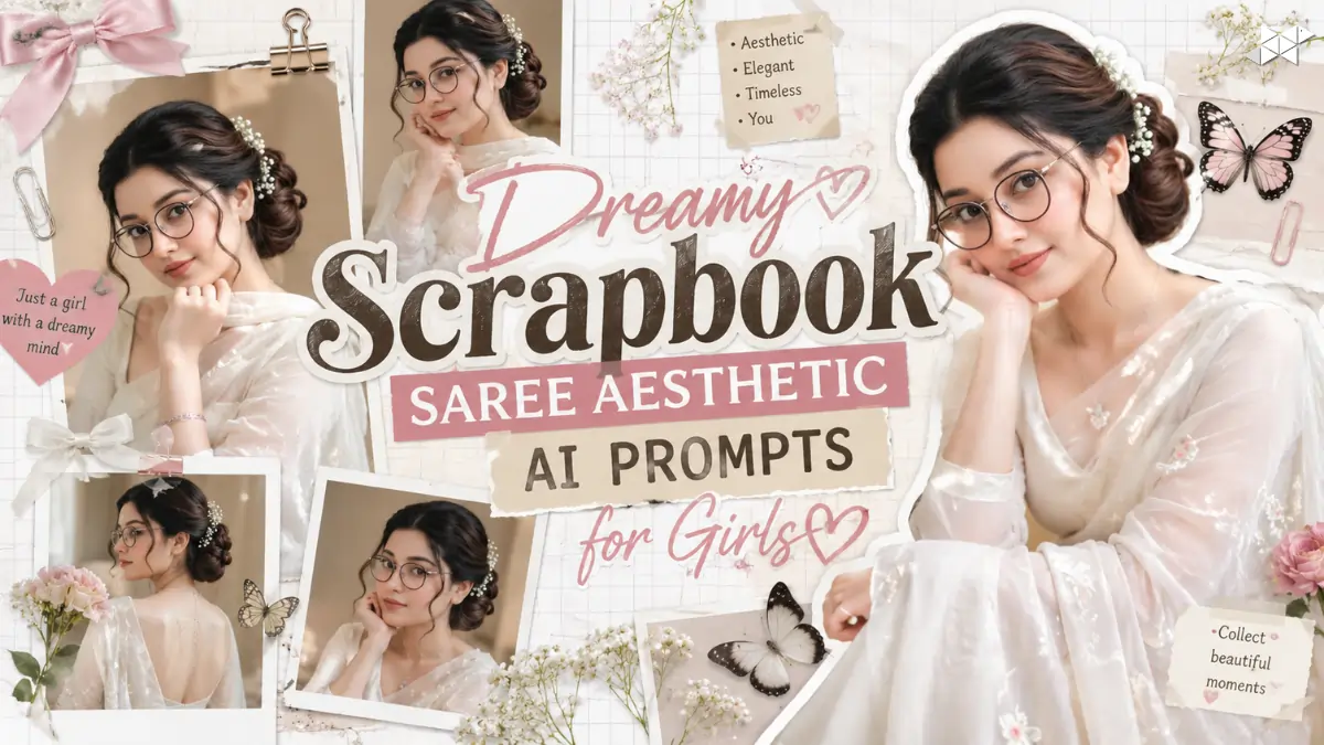 Dreamy Scrapbook Saree Aesthetic AI Prompts for Girls