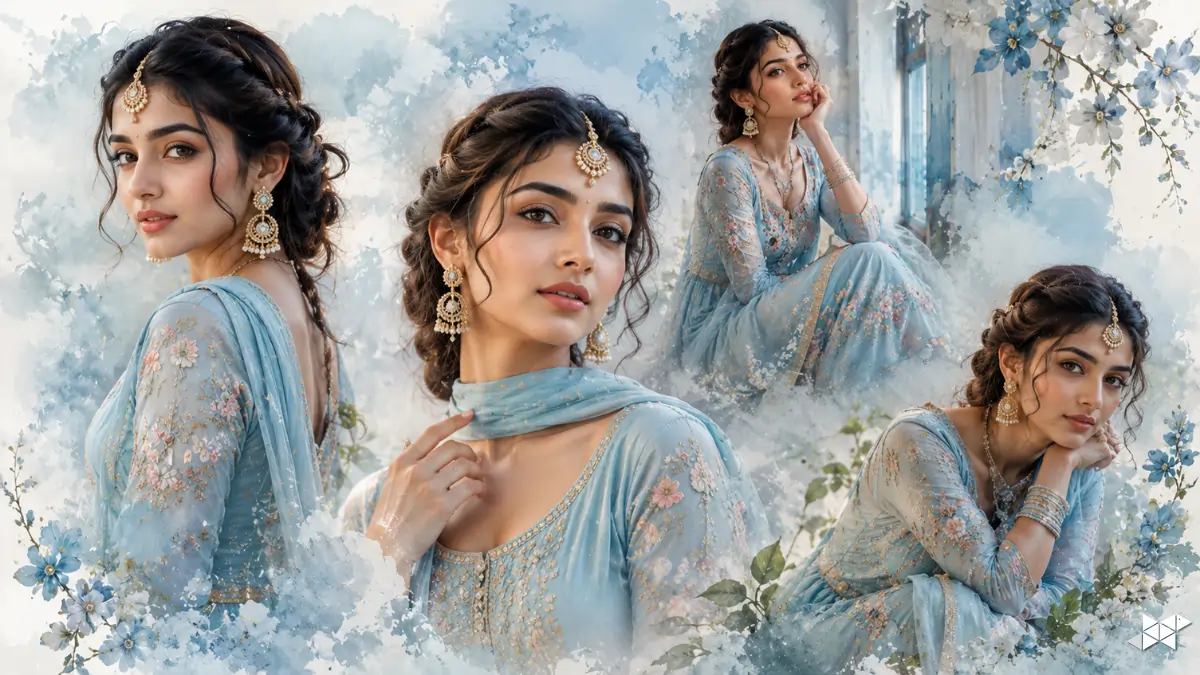 Indian Girl Portrait Collage Prompt That Looks Magical