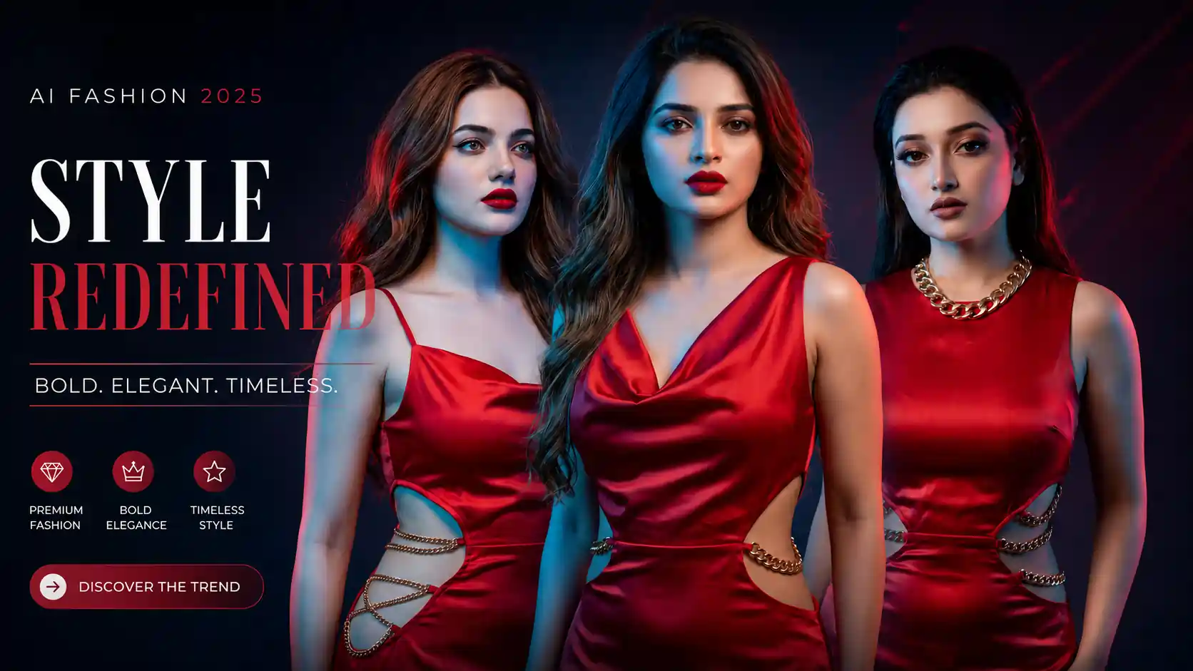 Bold Red Satin Dress AI Prompt