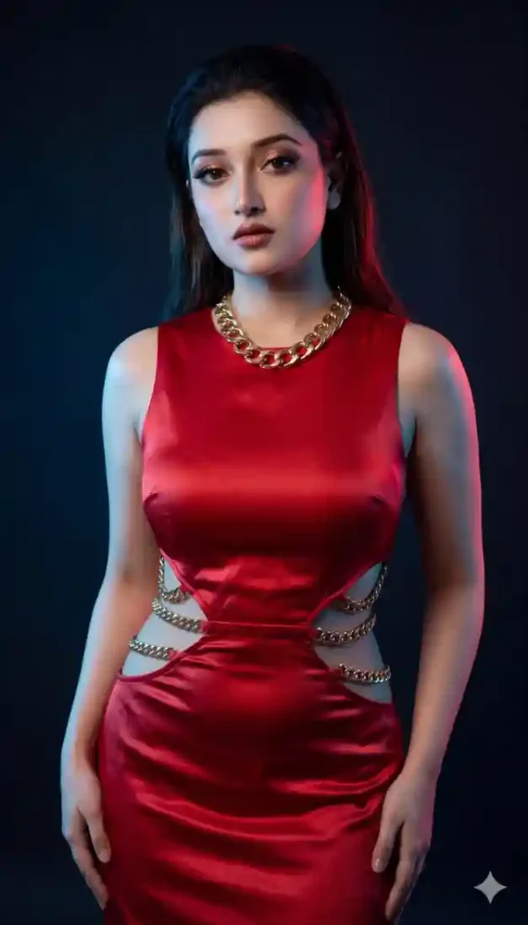 Bold Red Satin Dress AI Prompt