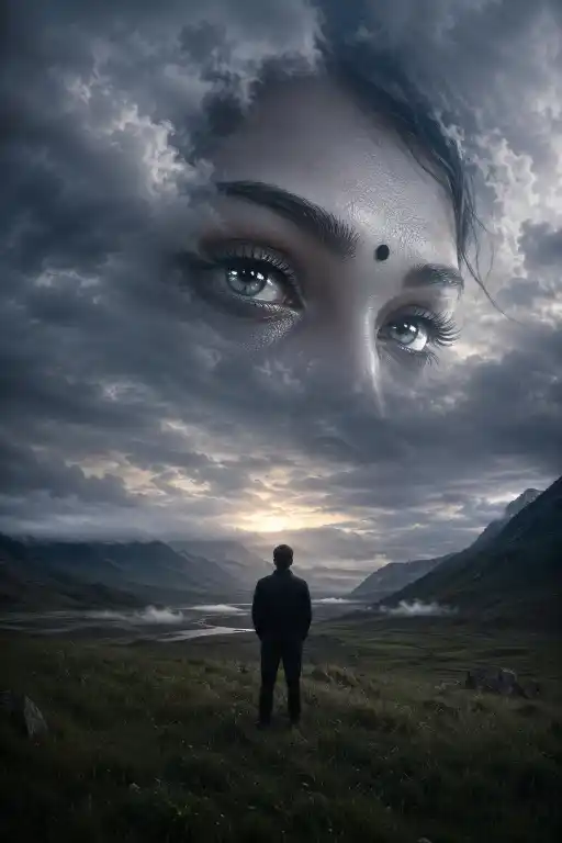 Surreal Sky Face Artwork AI Prompt