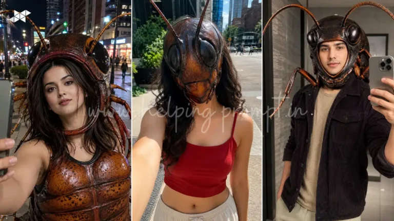 Hyper-Realistic Cockroach Mask Selfie Prompt