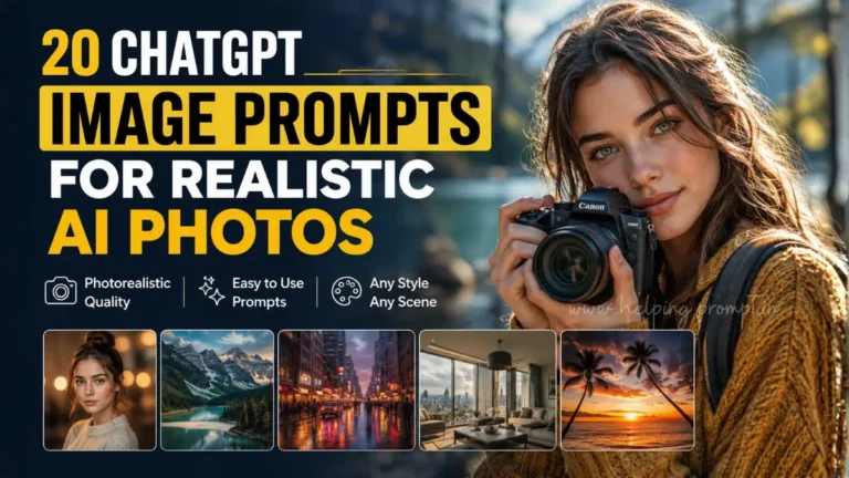 ChatGPT Image Prompts for creating realistic AI photos with cinematic lighting