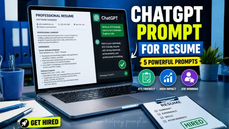 ChatGPT Prompt for Resume helping create an ATS-friendly professional resume