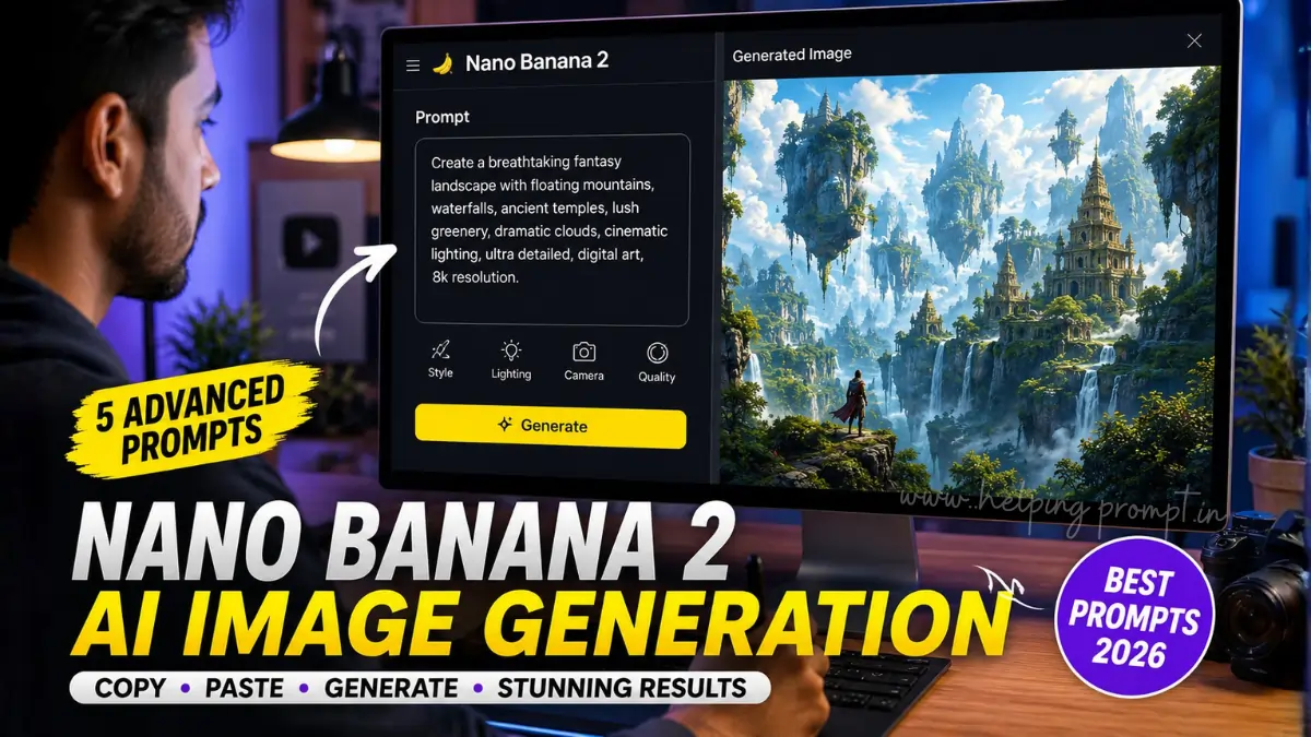 Nano Banana 2 Prompts for AI Image Generation creating realistic AI artwork
