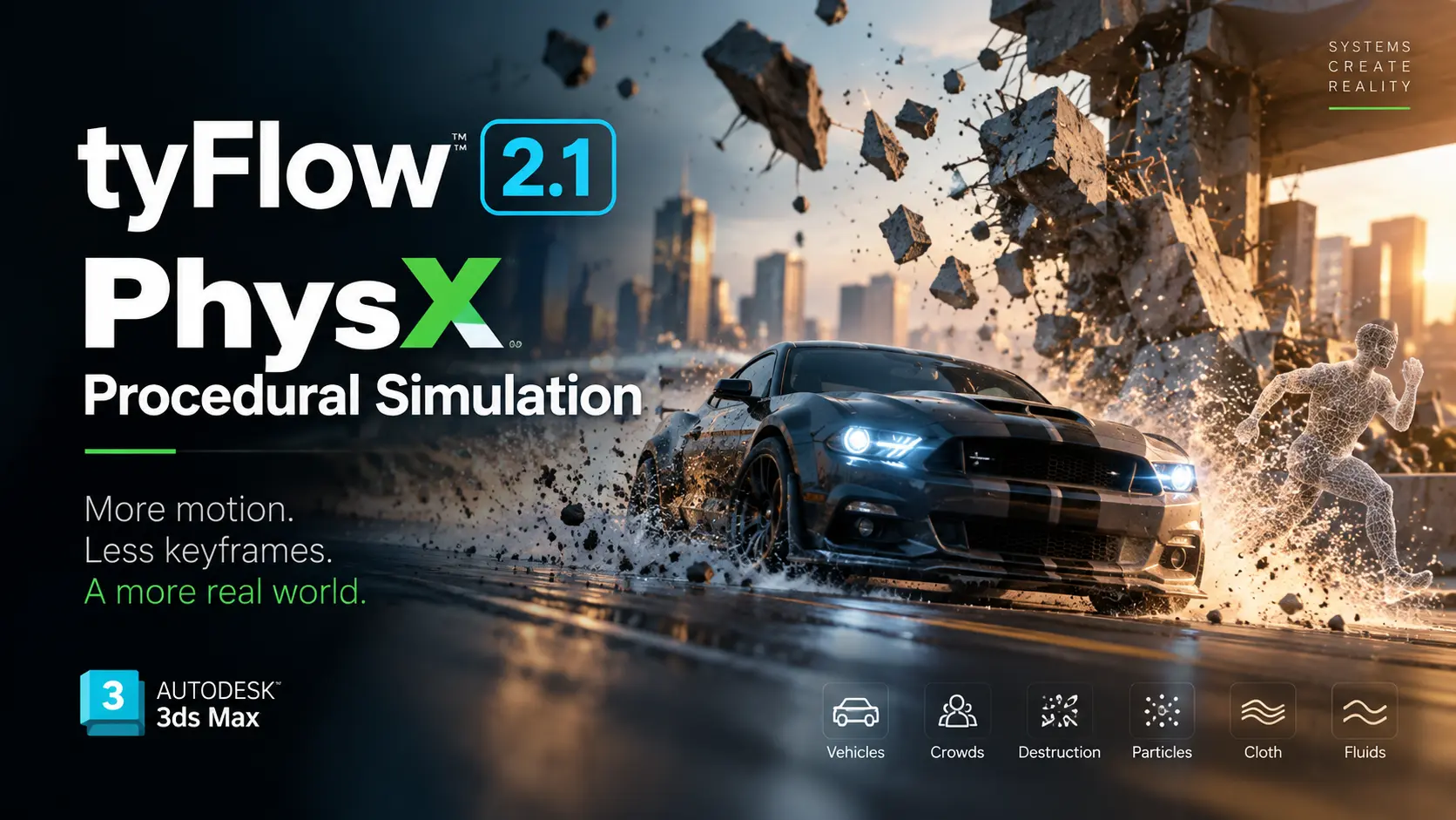 PhysX Procedural Simulation tyFlow 2.1 Changes 3D Motion